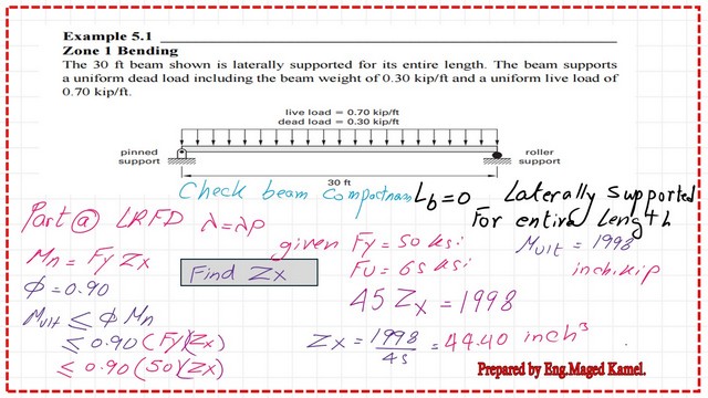 page 2- post 24a-steel beam. Detailed estimate for Zx based on LRFD design.
