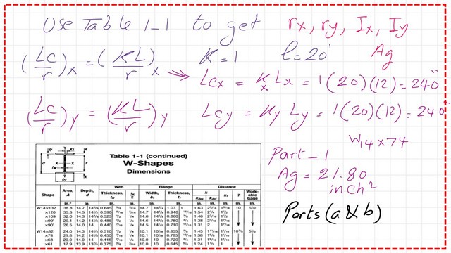 Slide10-3a-comp Use Table 1-1 to ghet the data for gross area from the first part.