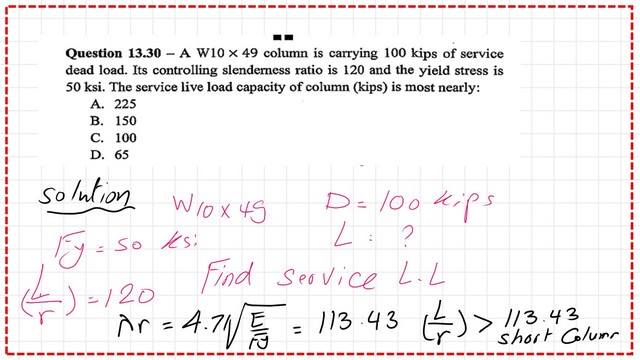 Slide15-9-P-comp Solved problewm 13.30. Find the service live load.