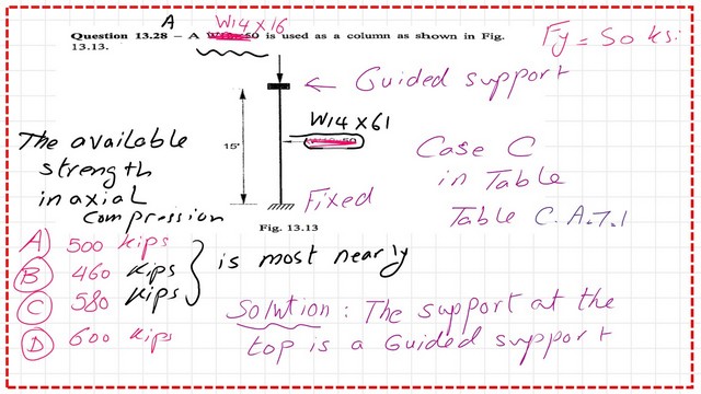 Slide2-9-P-comp Solved problem 13-28 it is required to get the available compressive strength for W14x61
