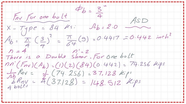 Slide5-post 5-bearing Determine the ASD value of The Bolts shear stress by estimation.