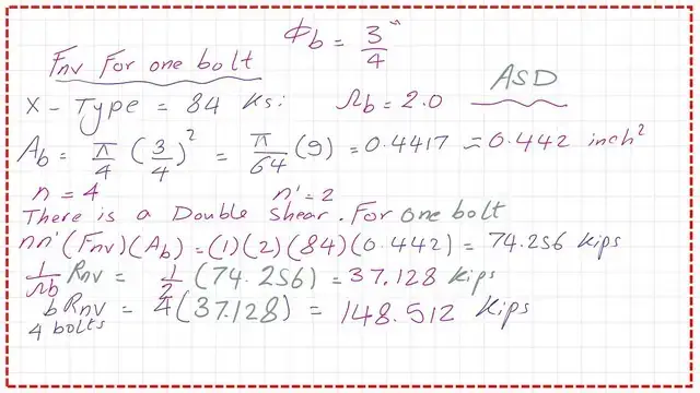 Slide5-post 5-bearing Determine the ASD value of The Bolts shear stress by estimation.