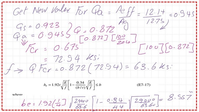 Estimate the effective b value for f=63.60 ksi