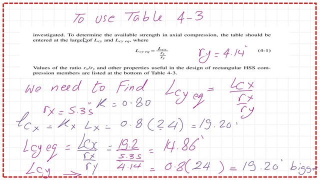 Problem-6-8 for local buckling-CM#15. The final lc at y value to be used for Table 4-3.