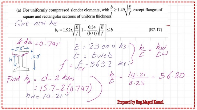 page-5-post-16a-comp Estimate the Modified web depth based on new fcr value.