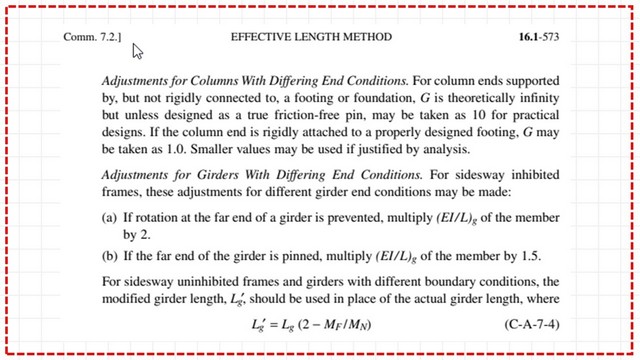 Adjusements for columns with differeing end conditions.