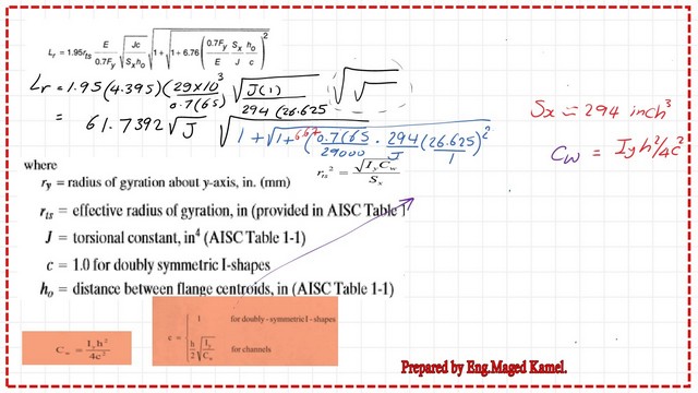 page 7A- post 27-steel beam post The detailed estimate for Lr length.