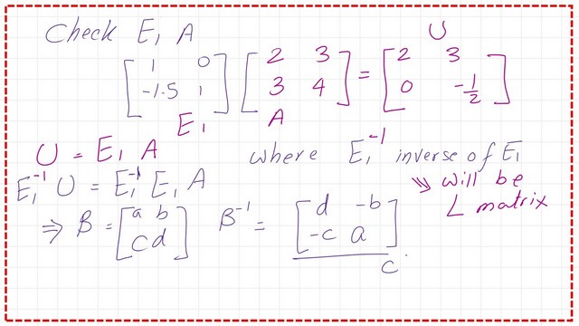 Elematary matrix as an inverse of matrix L.