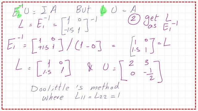 The final values for L and U matrices.